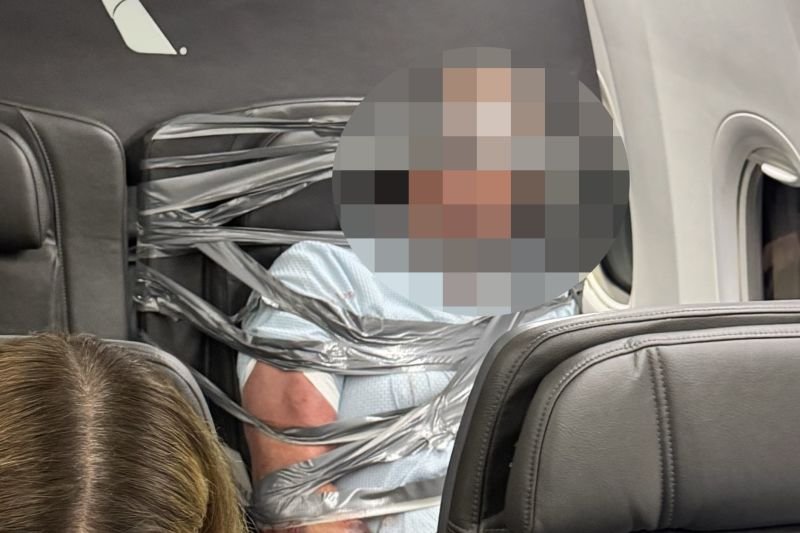 Man duct-taped to seat after punching passengers mid-flight