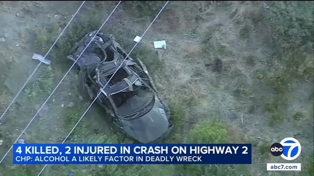 4 dead in cliff plunge crash, alcohol suspected