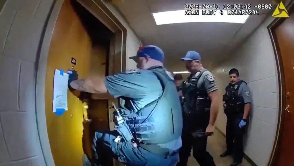 Naked man fires flamethrower at cops serving eviction