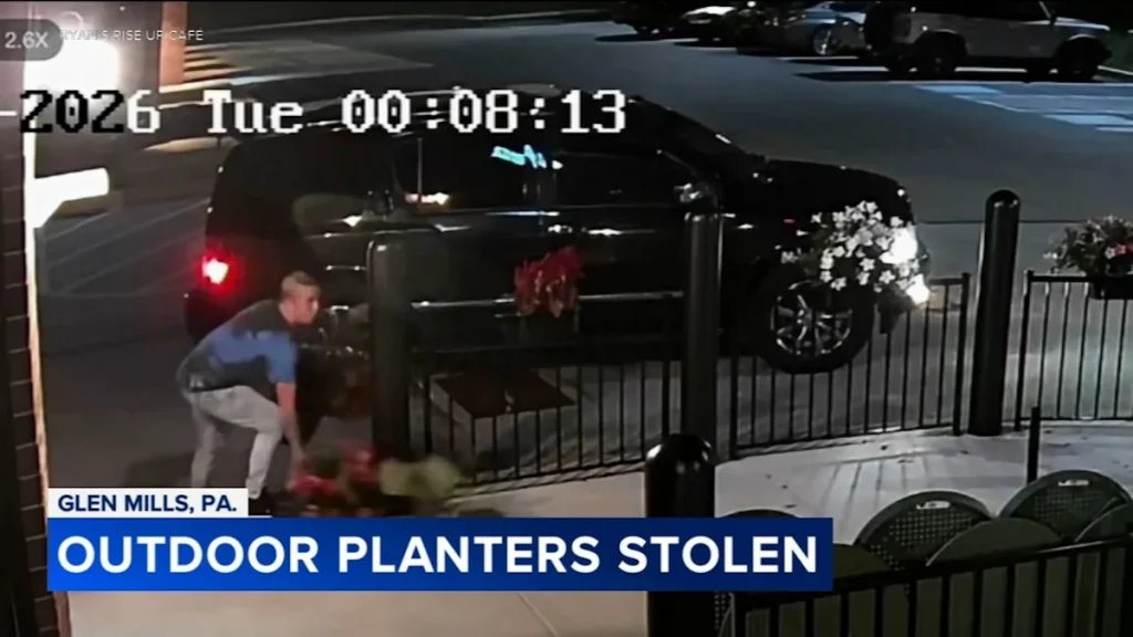 Thief steals flower planters from nonprofit cafe