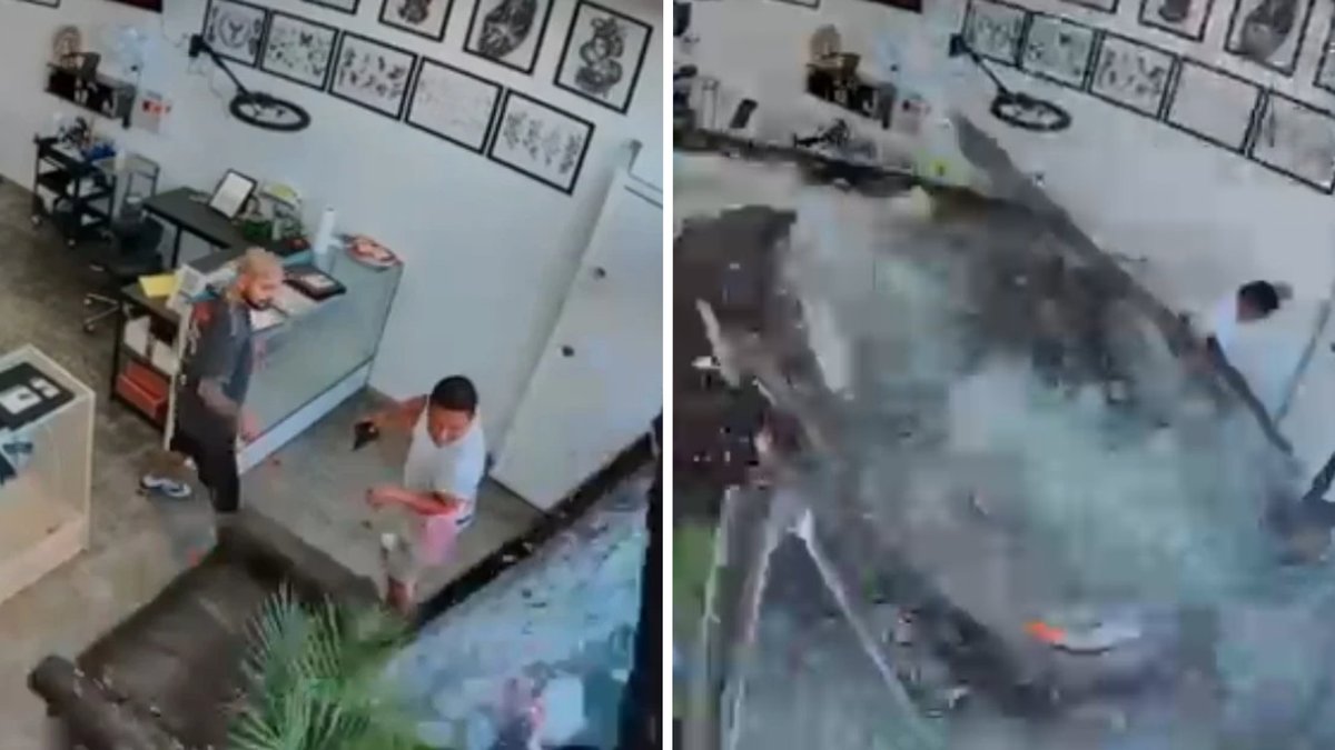 Shocking video shows car slam through front of Droopy's Tattoo Shop in Inglewood.