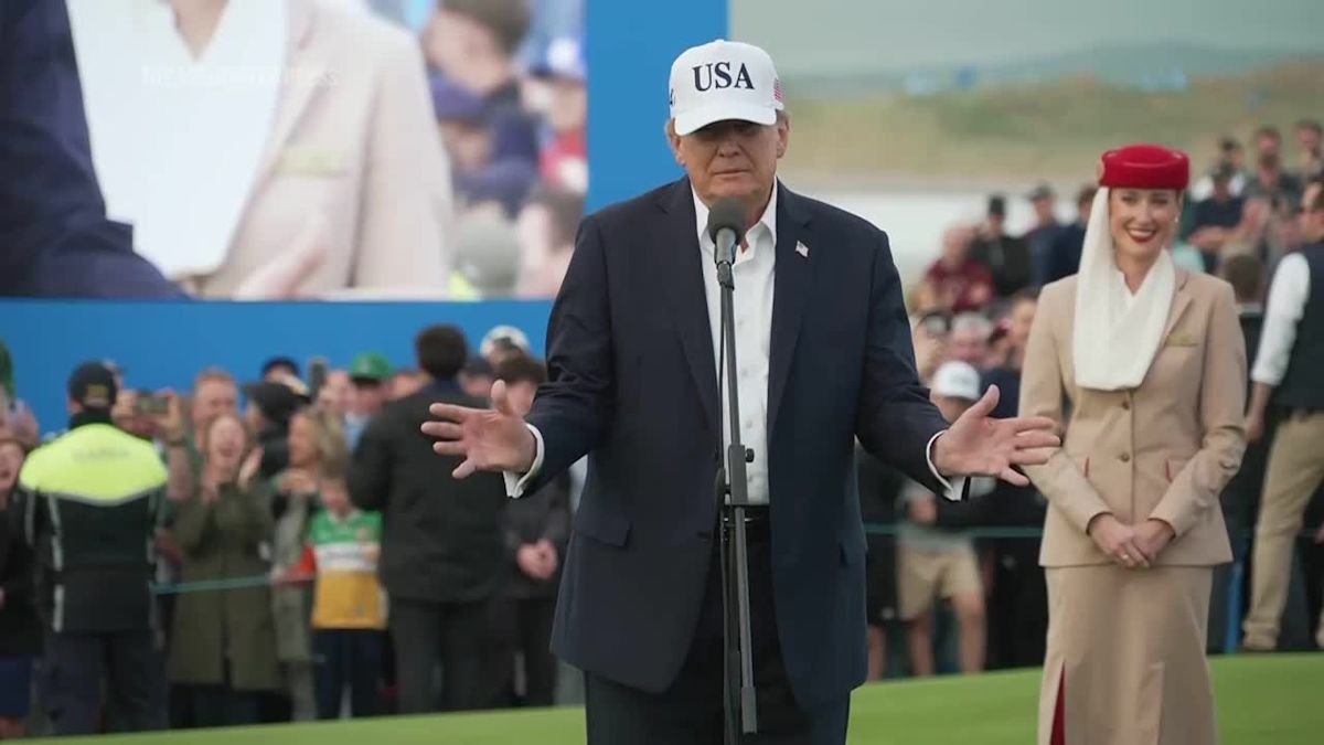 Donald Trump presents Irish Open golf trophy, says he plans to remove a 10% tariff on Irish whiskey