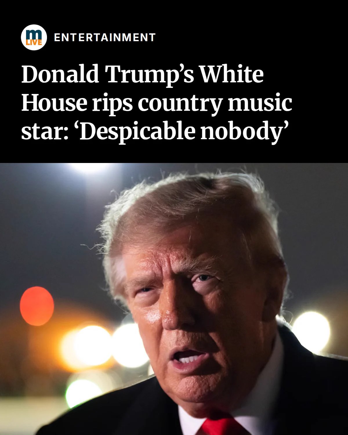 Donald Trump’s White House rips country music star: “Despicable nobody’