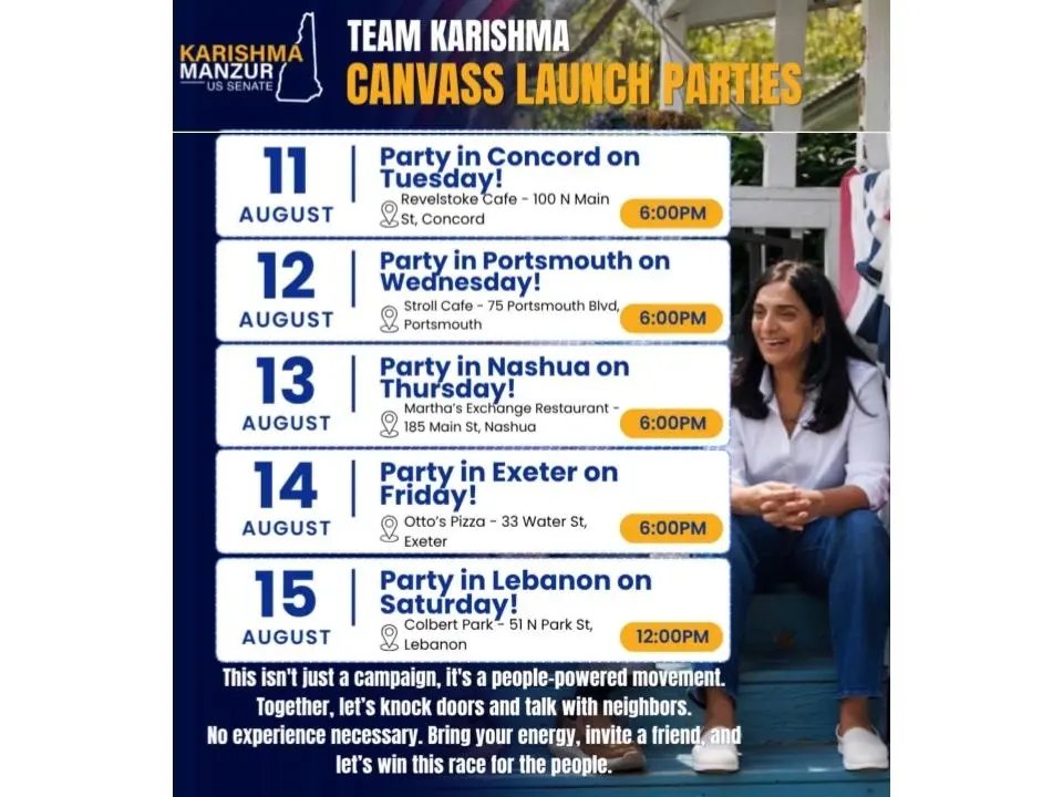Manzur Launches 6-Day New Hampshire Senate Tour