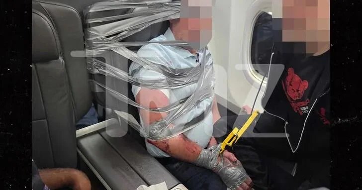 Passenger duct-taped to seat after violent outburst