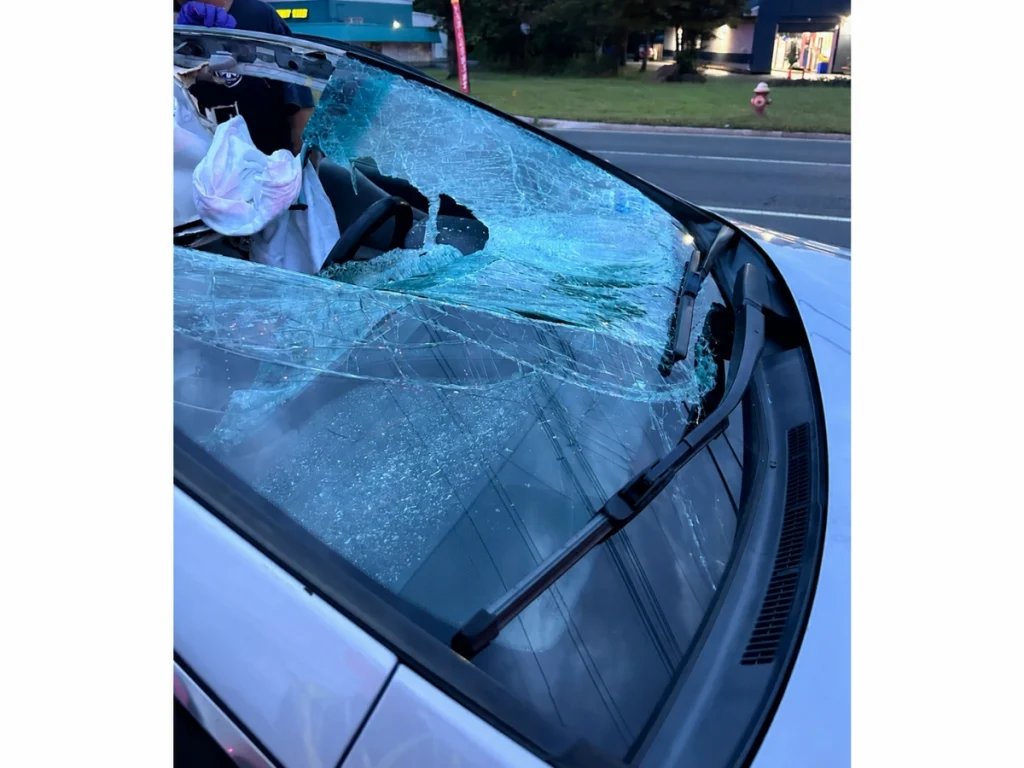 Loose Tire Smashes Through Windshield On Route 1