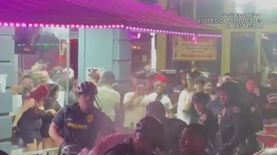Massive brawl erupts outside San Diego taco shop